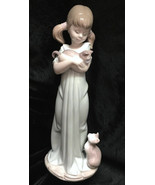 NEW LLADRO &quot;DON&#39;T FORGET ME!&quot; #5743 GIRL WITH KITTEN IN HAND AND ONE AT ... - $194.49 CAD
