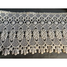 Ivory Macrame style Flower Wide Lace Vintage 12 inch wide 4.33 yards - £57.68 GBP