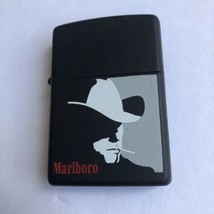 Vintage Marlboro Man Silhouette Cowboy Matt Black Zippo Lighter  - (Needs FLINT) - £37.42 GBP