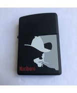 Vintage Marlboro Man Silhouette Cowboy Matt Black Zippo Lighter  - (Need... - £35.14 GBP