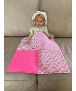 Handmade by PZQUILTS  Baby Doll Quilted Blanket with Polka Dots and Flower - $16.95