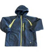 Columbia Boys Navy Blue Lime Green Zippers Accents Hooded Windbreaker Ja... - $19.60