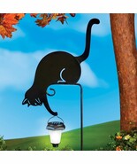 Solar Powered Cat Silhouette Yard Stake Holding Lantern Outdoor Garden A... - $616.53 MXN