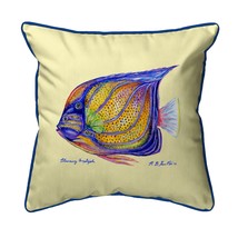 Betsy Drake Blue Ring Angelfish Extra Large 22 X 22 Indoor Outdoor Yellow Pillow - £54.36 GBP