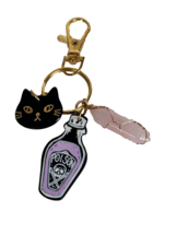 Cat Purse Charm Gothic Skull Poison Pink Crystal - £11.18 GBP