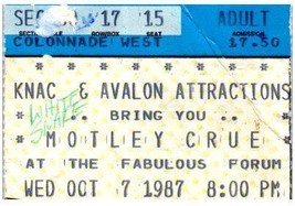 Mötley Crüe Concert Ticket Stub October 7 1987 The Forum Inglewood Calif... - $34.64