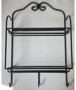 Longaberger Wrought Iron Wall Shelf Envelope Basket Rack 2-Tier 3-Hook B... - $59.39
