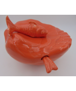 VINTAGE Este CE Made Italy Coral Soup Tureen Serving Bowl Fish Oyster Nu... - $79.20