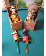 1920s Doll Jack In The Box Harlequin &amp; White Clown - Push Ups Clowns-Pic... - $74.43 CAD+