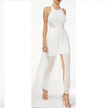 Material Girl Juniors L Cloud White Illusion Bodycon Maxi Dress Defect AM33 - $14.69