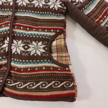 Rue 21 Women's Brown Multicolor Geometric Removable Hoodie Snap Button Jacket M image 11