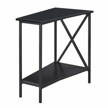 Convenience Concepts Tucson Wedge End Table in Black Wood Finish and Met... - £97.27 GBP