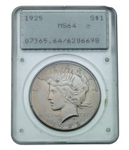 1925 Argent Paix Dollar Classé Par PCGS Comme MS64 Old Support - $209.86