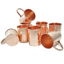 Copper Mugs Moscow Mule Set of 8 - Hammered Straight Beer Wine Vodka mug Bar Cup - $76.11