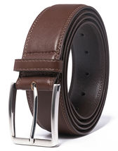 Brown Men&#39;s Leather Dress Belt with Single Prong Buckle Belts Size 46-48 - £12.42 GBP