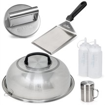 Smashed Burger Kit, Burger Press With Edge, 12 Inch Basting Cover, Grill Spatula - £54.34 GBP