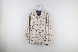 Vintage 90s Chaps Ralph Lauren Mens Small All Over Print Nature Long Sleeve Polo - £46.42 GBP