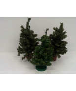 Vintage Christmas table top artificial green 3 tree lot home decor holiday - $24.70