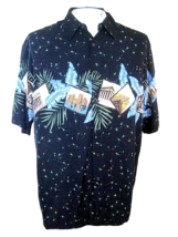 PURITAN men Hawaiian ALOHA shirt L pit to pit 24.5 rayon classical architecture - £11.71 GBP