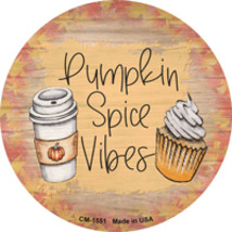 Pumpkin Spice Vibes Novelty Circle Coaster Set of 4 - £15.94 GBP
