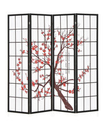 6 Feet Folding Decorative Oriental Privacy Screen with Plum Blossom Desi... - $238.65 CAD