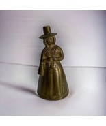 Vintage Brass English Tea Dinner Bell Figural Victorian Woman 4x2&quot; - £14.47 GBP
