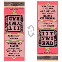 Vintage Matchbook Cover Thunder Bay Tavern Atlanta Michigan Bar IITYWYBA... - £11.45 GBP