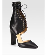 NEW $1200 Salvatore Ferragamo Black Pumps Shantelle High Lace-up Leather... - $341.92 CAD
