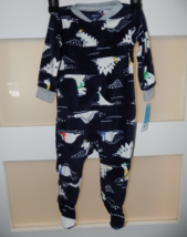 Carter's NavyBlue Winter Dinosaurs 2 Way Zipper Footie Size 9 Months Boy... - $20.00