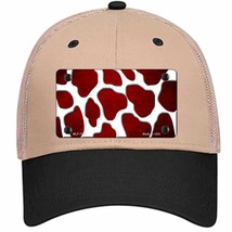 Red White Giraffe Oil Rubbed Novelty Khaki Mesh License Plate Hat - £23.31 GBP
