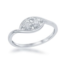 Sterling Silver Tow-Stone Diamond Ring - 0.08 cttw - £144.73 GBP