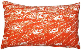 Peacock Orange Relief Throw Pillow 12x20, Complete with Pillow Insert - £33.18 GBP