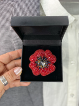 Handmade brooch “Red poppy” a symbol of remembrance end hope, stylish gift  - £76.40 GBP