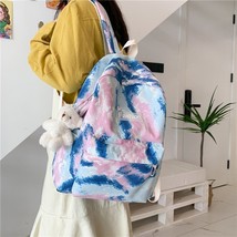 Tie-dye Colors Students Backpack Women Preppy School Bag Nylon Waterproof Campus - £32.76 GBP