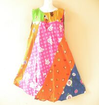 PD9 Patchwork Abstract Bohemian Peasant Boho Women Umbrella Sun Dress - ... - $24.90