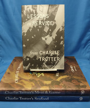 Charlie Trotter Seafood Meat and Game Lessons in Service SIGNED 3 book set - £151.85 GBP