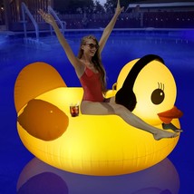 Inflatable Duck Pool Float With Lights, Solar Powered Cute Duck Pool Floaties Fo - £67.22 GBP