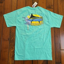 GUY HARVEY T-Shirt Men&#39;s Size M Blue Mint Pocket AFTCO Marlin Fishing NE... - £11.80 GBP