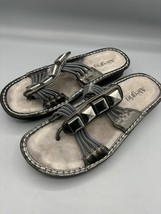 Alegria PIS-123 Womens Leather Thong Sandals Studs Size 40 Silver Black - $390.15 MXN