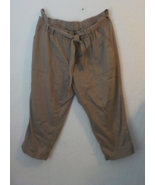 Lane Bryant Beige Paper Bag Waist Belted Crop Casual Cargo Pants Women 2... - £19.55 GBP