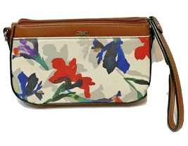 Chaps Womens Small Clutch Wristlet Multicolor Floral Zip Multipockets 8.... - $12.60