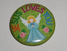 Jesus Loves You Angel Pinback Button 1 1/8" - $4.99