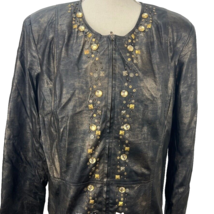 Vintage Choices XL Jacket Coat Blazer Beads Gold Shimmer Full Zip Dressy - £23.44 GBP