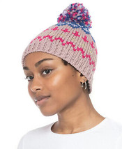 Womens Beanie Hat Chunky Knit Fairisle Blush JENNI $32 - NWT - £4.25 GBP