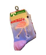 Funky Ice Skating Skater PINK FLAMINGO CREW SOCKS Happy Holidays Winter ... - $86.23 MXN