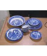 20 Globe Pottery Blue Willow Cobrige Dishes Made in England - $99.00