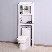 Modern Over The Toilet Space Saver Organization Wood Storage Cabinet - White - £77.42 GBP
