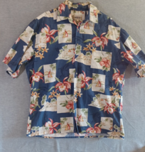 Campia Moda Mens Shirt Blue Hawaii Large 100% Rayon button up short sleeve - £14.51 GBP