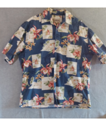 Campia Moda Mens Shirt Blue Hawaii Large 100% Rayon button up short sleeve - £14.58 GBP