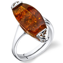 Sterling Silver Baltic Amber Gallery Ring - £70.47 GBP